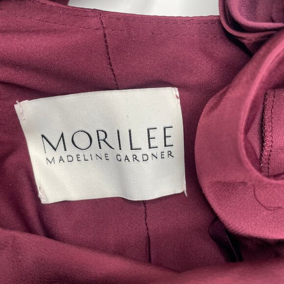 Morilee Madeline Gardner Bordeaux Satin One Shoulder Bridesmaid Dress Gown Sz 4 - Picture 11 of 14